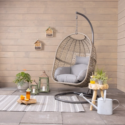 Royan Grey Egg Chair Wicker Outdoor - image 1