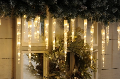 24 colour changing icicle lights white/warm white