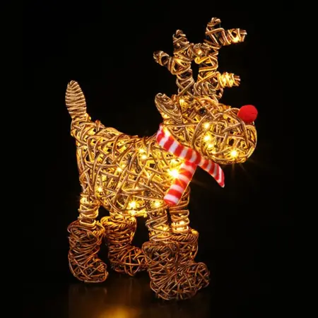 45Cm Brown Wicker Rudolph With 60 Leds