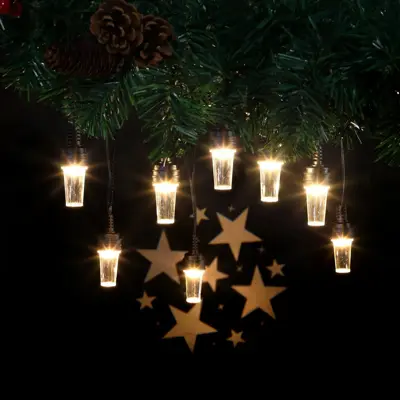 8 Warm White Star Pattern Projector String Lights