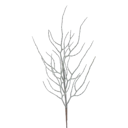 ABS 73cm silver glitter branch stem