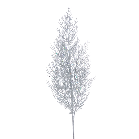 ABS 77cm silver glitter cypress stem