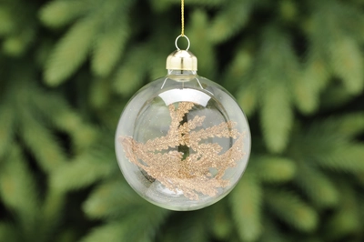 ABS 8cm clear glass ball with gold grass inside