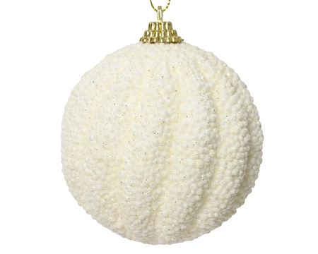 ABS Bauble Foam Glitter Glitter Wool White D.8Cm