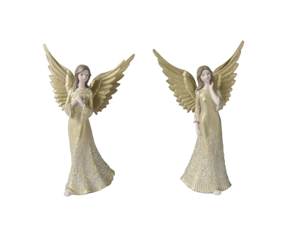 Angel Polyresin Angel W Metal Wing Cream/Gold H30cm