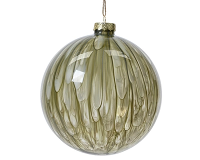 Bauble Glass Glass Clear W Painting Rosemary Green Dia15cm