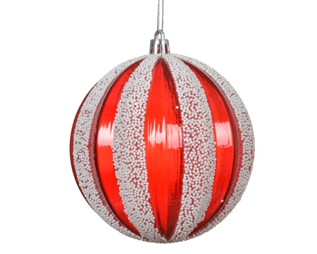 Bauble Polystyrene Transparent  Red/White Dia10