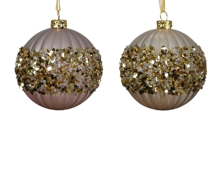 Bauble Shatterproof Shiny Sequin 2Col Ass Dia8cm