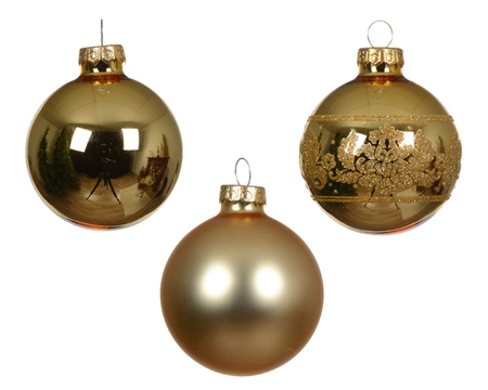 Baubles Glass Shiny- Matt- Décor Mix Light Gold Dia7cm - image 2