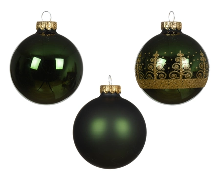 Baubles Glass Shiny- Matt- Décor Mix Pine Green Dia7cm - image 1