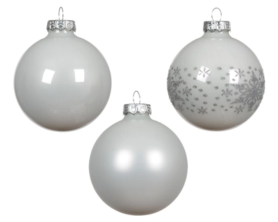 Baubles Glass Shiny- Matt- Décor Mix Winter White Dia7cm - image 1