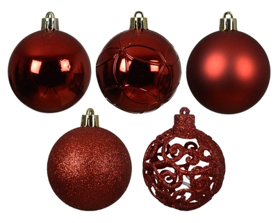 Baubles Shatterproof Christmas Red Dia6cm - image 2