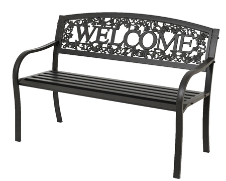 Bench Welcome Iron Outdoor W127.00-H88.00cm brown antique - image 1