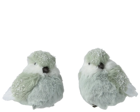 Bird Artificial Fur Glitters On Clip Green H10cm