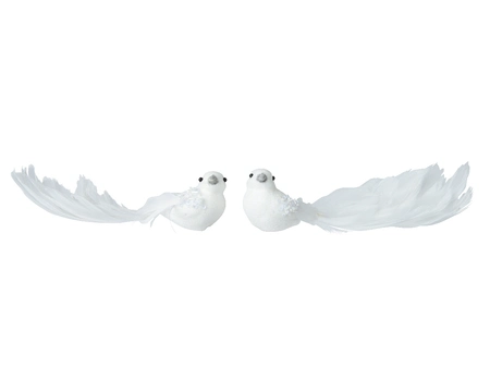 Bird foam spangle body on clip 2ass Winter White - image 2