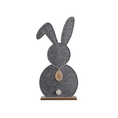 Bunny Felt W Plywood Egg Necklace On Mdf Stand H24.00cm Grey