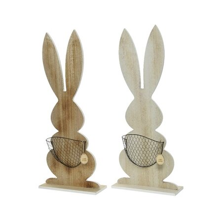 Bunny Mdf Natural With Metal Chickenwire Basket H60cm Asst