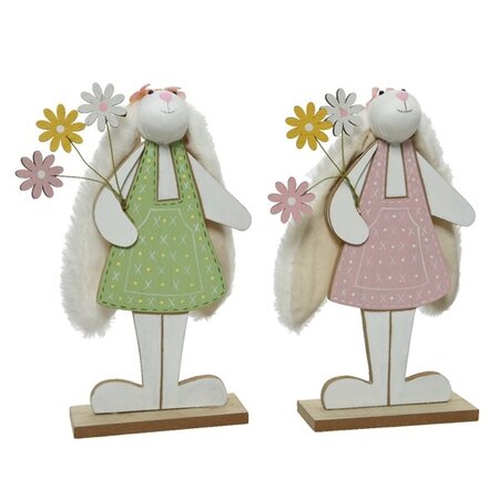 Bunny Mdf W Pes Faux Fur Ears On Base H25cm Asst