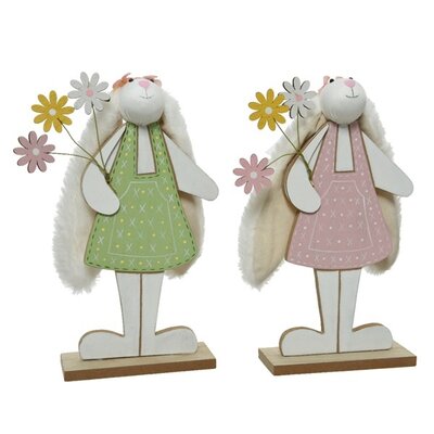 Bunny Mdf W Pes Faux Fur Ears On Base H25cm Asst