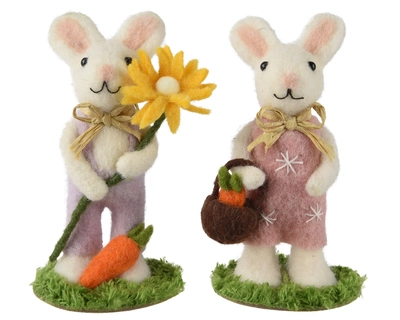 Bunny Wool Bow- Basket- Carrot- Flower- Clothes On Foot  H16.00cm