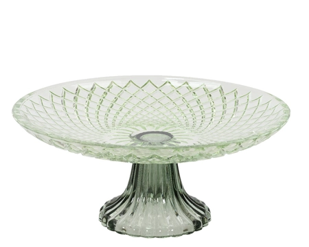 Cake Stand Glass Transparent Spary White Mint Dia25cm