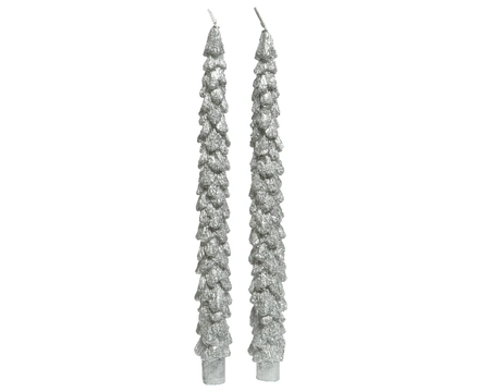 Dinner Candle Tree Glitter Silver