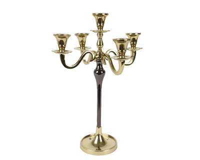 Candleholder Aluminium Black/Gold L26.75-W26.75-H38cm