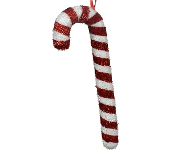 Candy Stick Foam With Tinsel Red/White H30cm