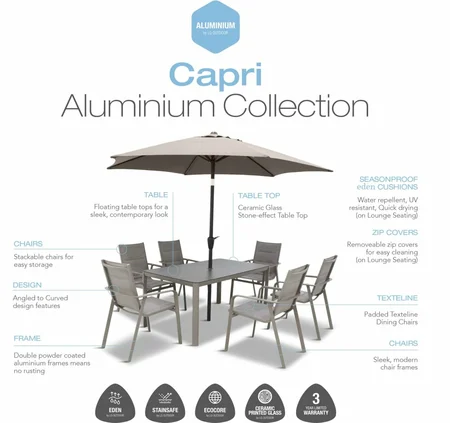 Capri 4 Seat Dining Set with 2.5m Parasol - image 3