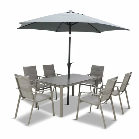 Capri 6 Seat Dining Set with 3.0m Parasol - image 2