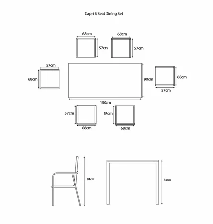 Capri 6 Seat Dining Set with 3.0m Parasol - image 3