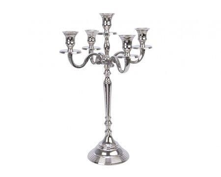 Candleholder Aluminium Silver Polish Silver H40cm