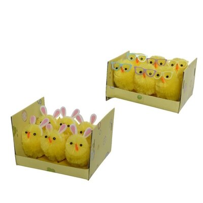 Chicken Chenille Bunny Ears-Glasses H5.00cm Yellow
