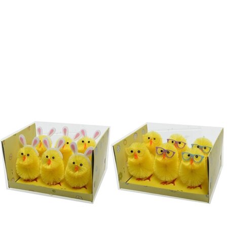 Chicken Chenille Bunny Ears-Glasses H7.50cm Yellow