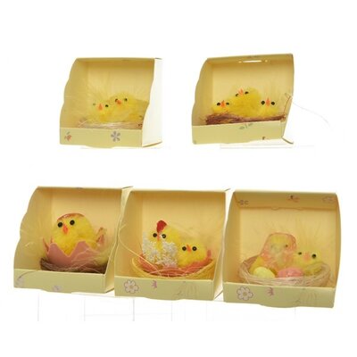 Chicken Chenille In Nest H4.00cm Yellow