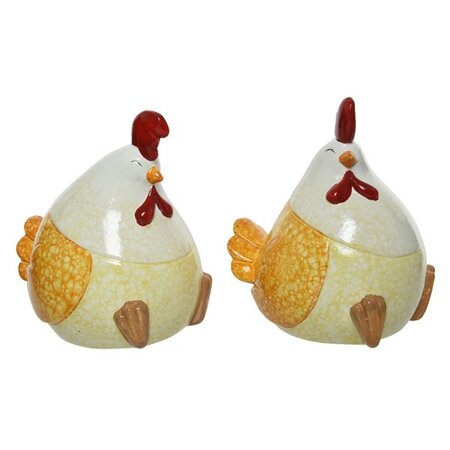 Chicken Terracotta H13.50cm White/Yellow