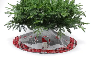 CN 106Cm Grey With Tartan Cuff Gonk Tree Skirt