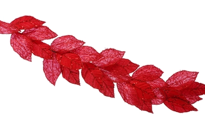 CS 118cm red with red glitter and leaf garland - image 1