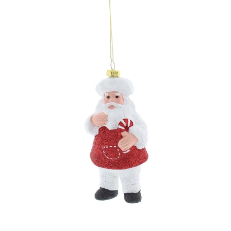 CS 12cm hanging red/white glitter chef santa