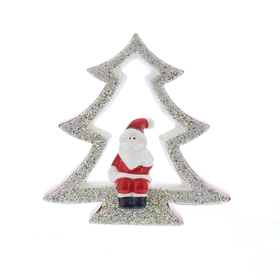 CS 16cm dolomite gold glitter tree with santa inside