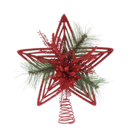 CS 30cm red with pine detail tree topper