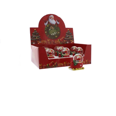 CS 7cm santa snowglobe red sleigh in pdq