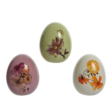 Egg Dolomite Egg Flowers With Handle H8.00cm Asst