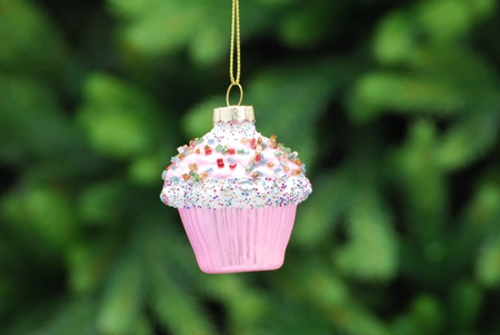 FB 6cm pink glass cupcake