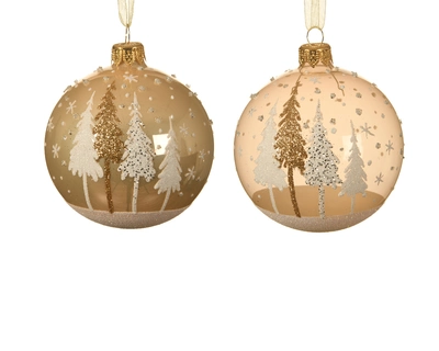 FB Bauble Glass Enamel Trees 2Ass Pearl D.8cm