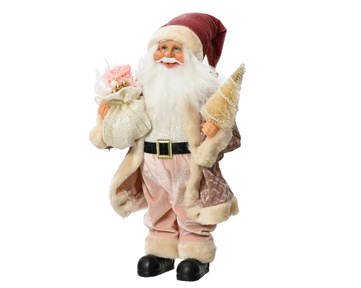 FB Santa W Pink Coat And Pant W Velvet Pink Christmas Gift-Bag H.30cm ...