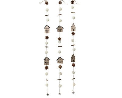 Garland Plywood White Pompom Natural H95cm