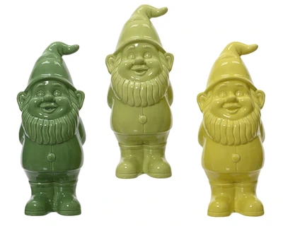 Gnome Ceramic Shiny Heart 3Col Asst. H.34.5Cm