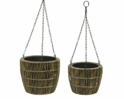 Kate Hanging Planter Wicker Dia26-H22Cm Light Brown - image 1