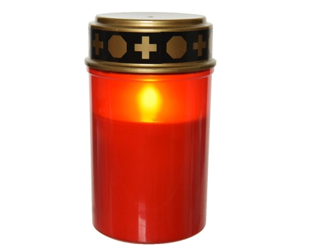 LED Candle Plastic Grave Candle BO  Red/Flame H12.50cm